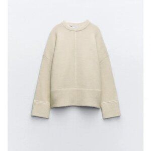 Zara Knit Pullover Sweater With Piping